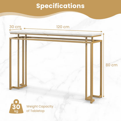 120cm Long Faux Marble Slim Entryway Table Sofa Side Table