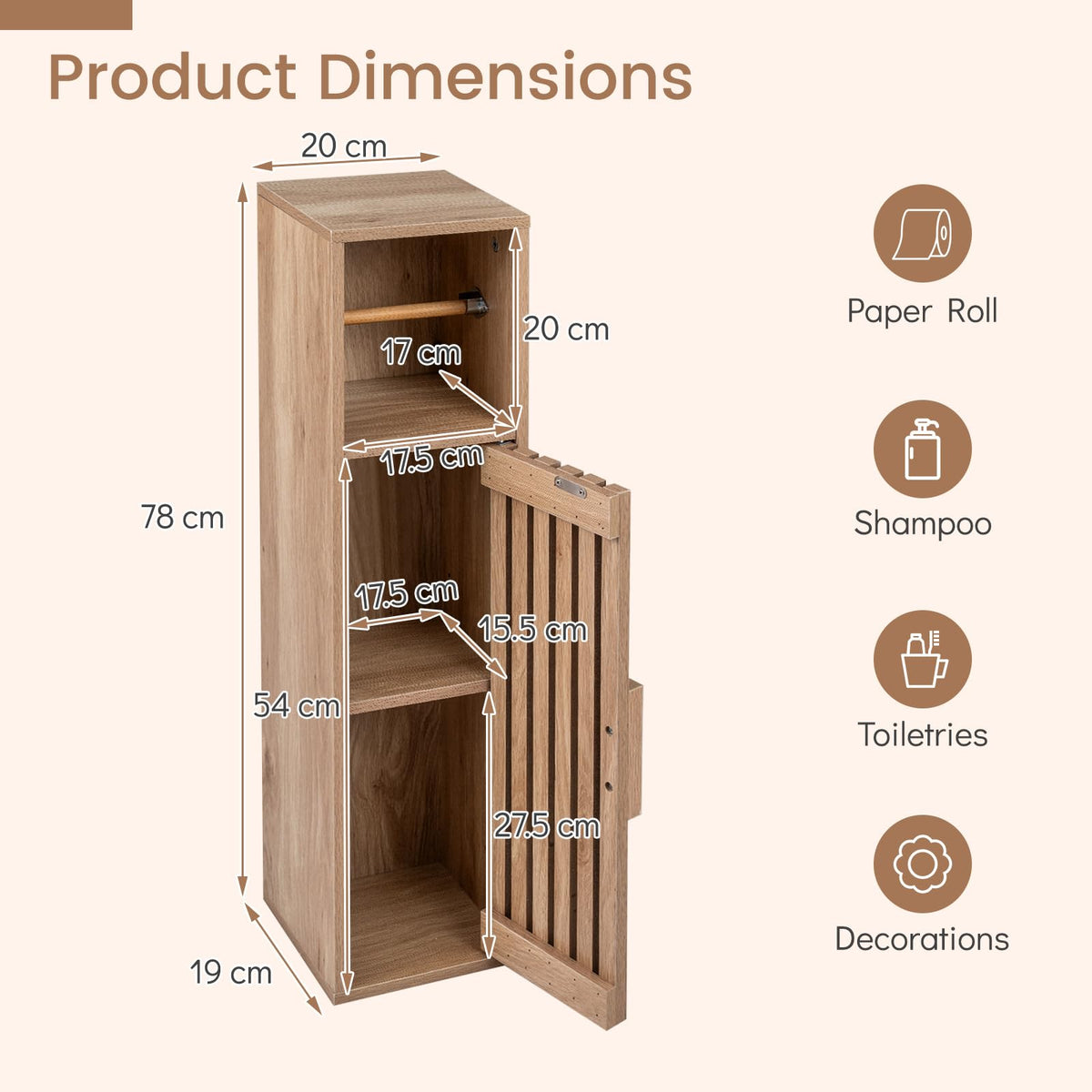 Slim Bathroom Cabinet, Freestanding Toilet Paper Holder