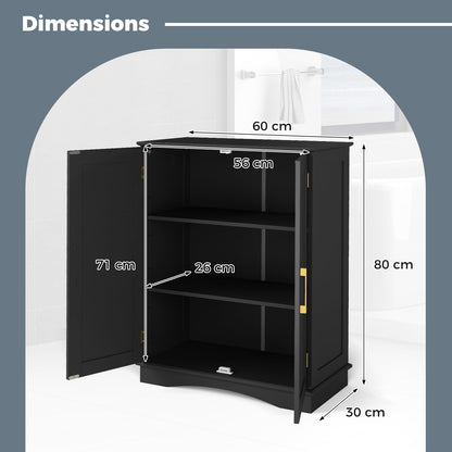 Bathroom Floor Storage Cabinet with 2 Doors and Adjustable Shelves