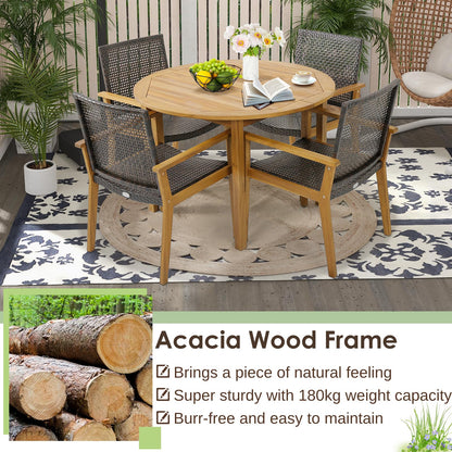 Rattan Garden Chairs Set of 4 for Backyard Poolside Balcony
