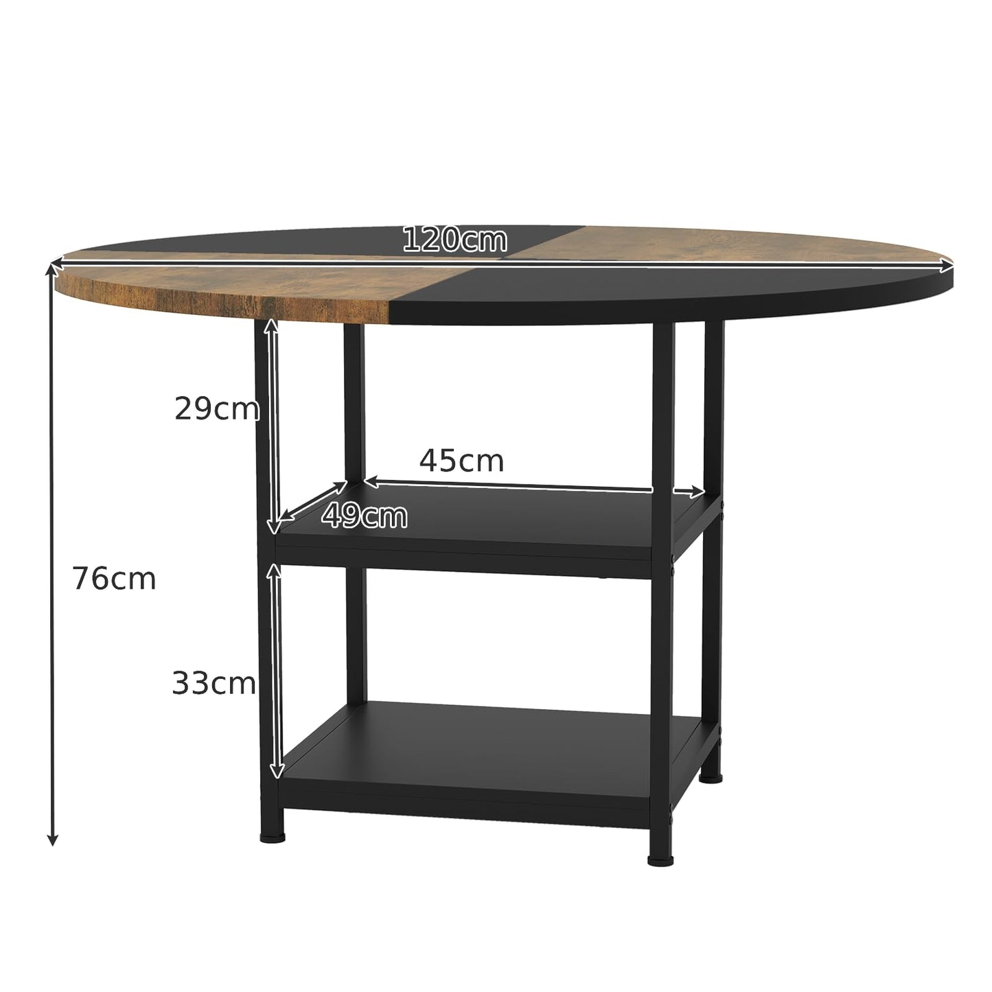 120 cm Dining Table with 2-tone Color-blocked Design
