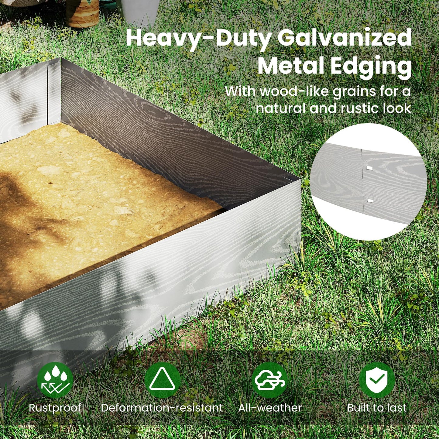 6-Pack 600 cm Galvanized Metal Landscape Edging for Lawn Pathway