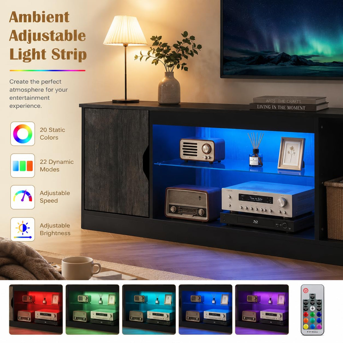 148cm TV Unit, LED TV Stand Cabinet for 65 Inch TVs