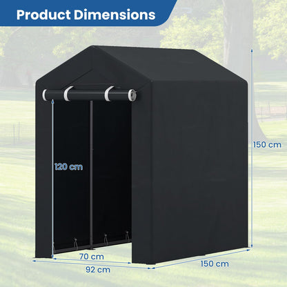 Heavy-Duty Portable Storage Shed with Roll-up Zipper Door and Sun-Protective Canopy