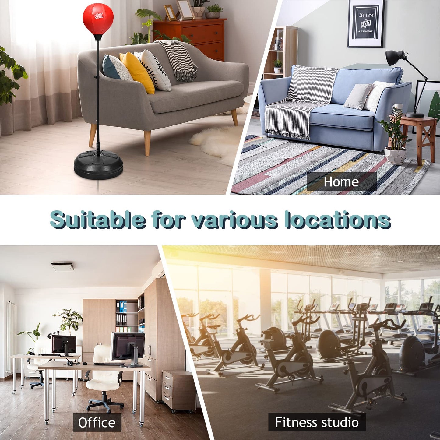 122cm Height Adjustable Punching Ball Stand Box with Stand and Gloves