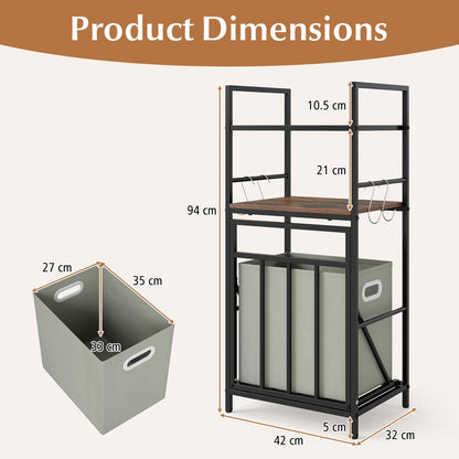 2-Tier Laundry Hamper with Tilt-out Basket & Removable Bag for Bathroom