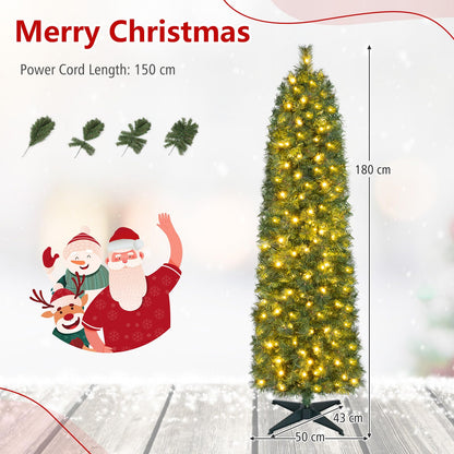 5FT/6FT Slim Pencil Christmas Tree, Pre-lit Xmas Tree