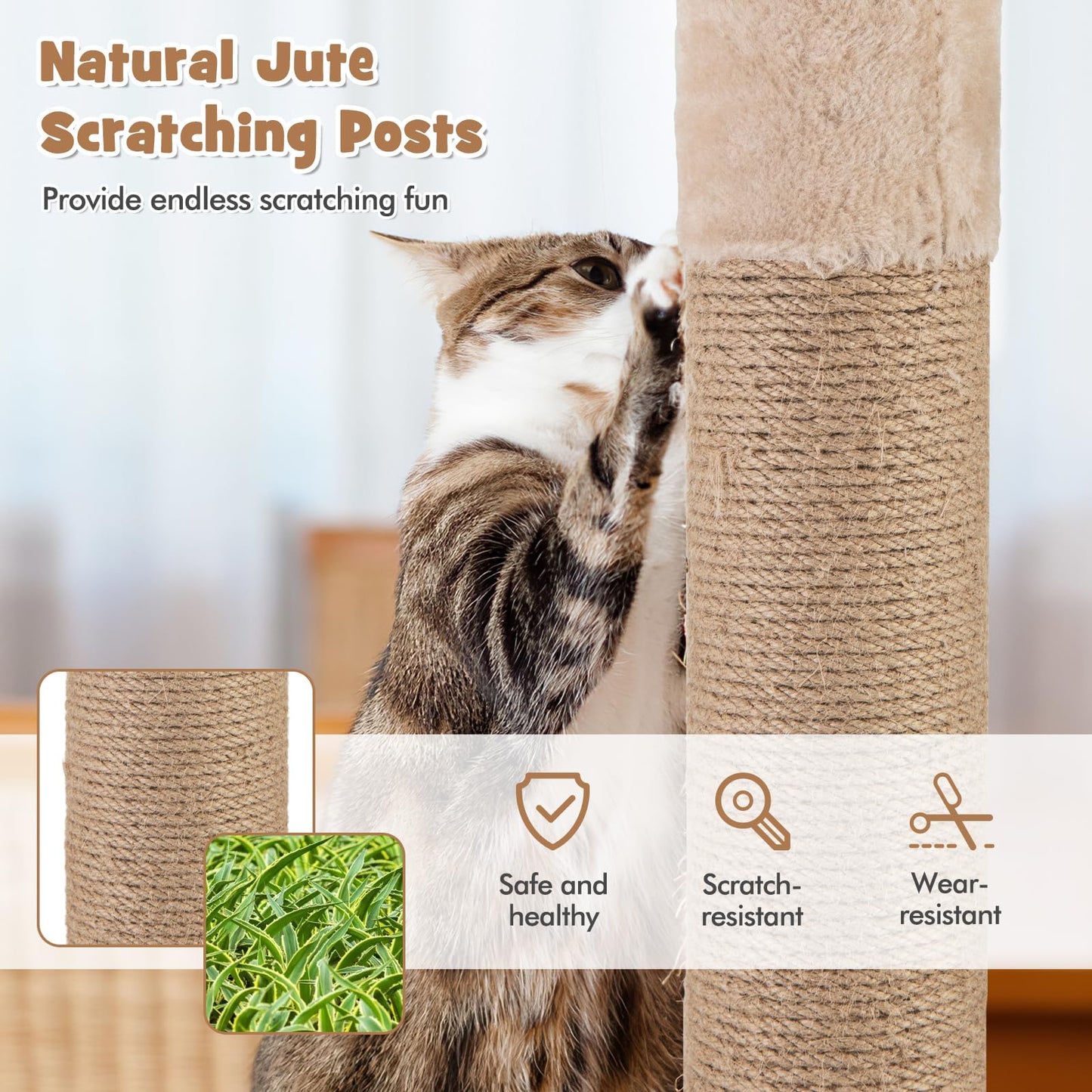 164cm Cats Climbing Tower with Jute Scratching Posts