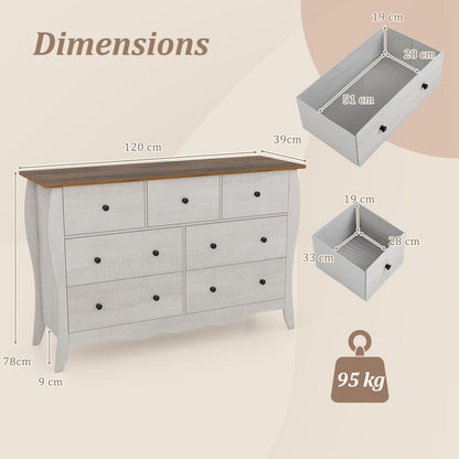 Farmhouse Dresser for Bedroom with 3 Folding Fabric Drawers