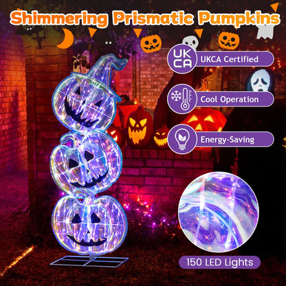 3.4 Ft Light up Stacked Pumpkins Halloween Decorations for Porch and Party