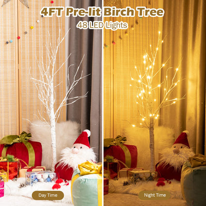 Silver Christmas Twig Tree with Warm White LED Lights for Indoor Decoration