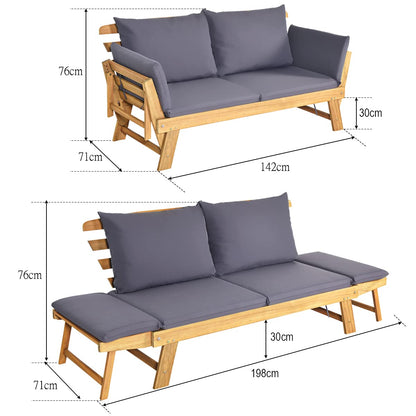 3 in 1 Convertible Cushioned Loveseat Lounger Couch with Folding Armrests and Pillows