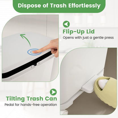 Trash Can with 2 Removable Bins and Tilting Compartment