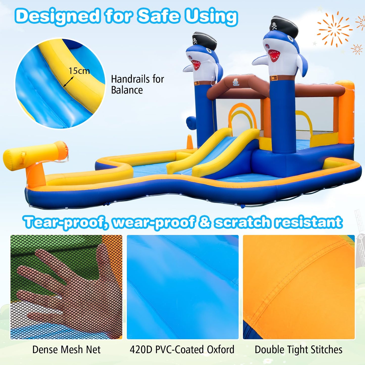 7-In-1 Water Slide Park with Splash Pool