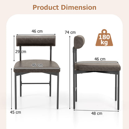 Faux Leather Upholstered Kitchen Side Chair with Curved and Padded Backrest