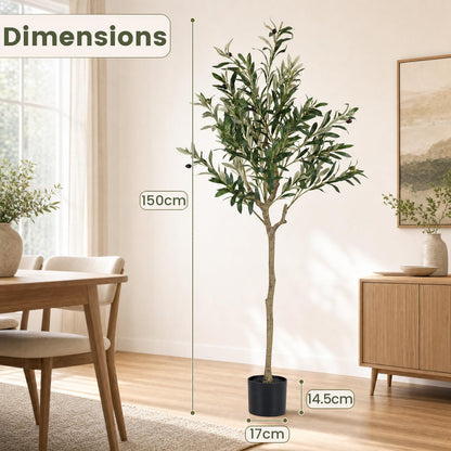 150 cm Artificial Olive Tree with 24 Olive Fruits and 576 Silk Leaves