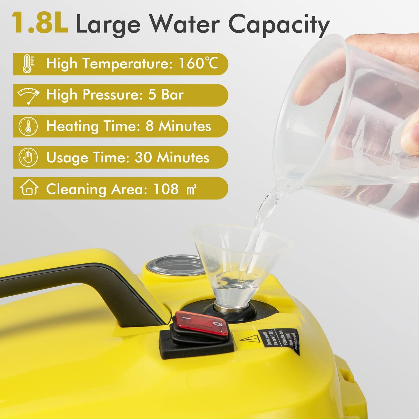 2000W 1.8L Multipurpose Steam Cleaner with 13 Accessories
