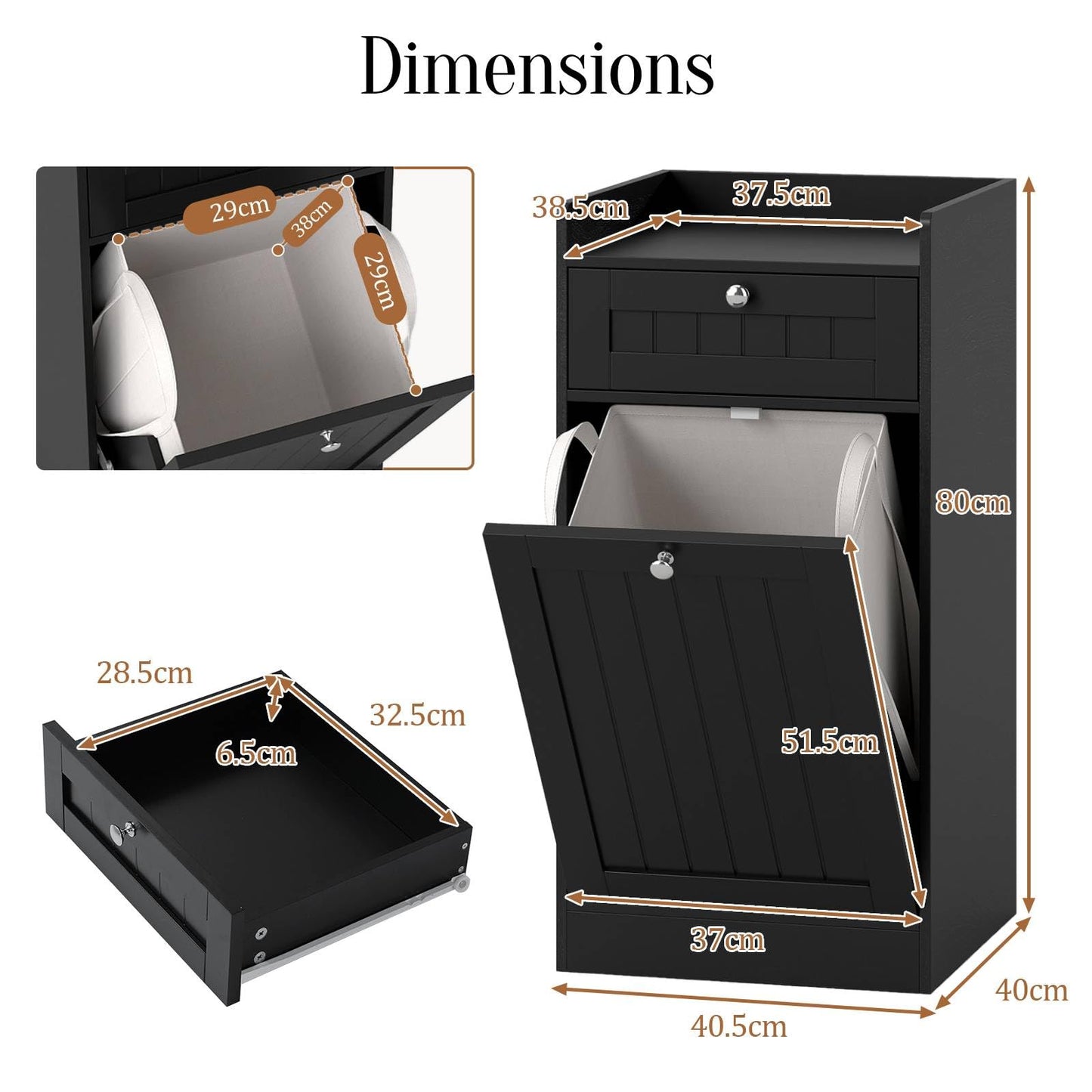 Bathroom Storage Cabinet with Drawer and Removable Hamper