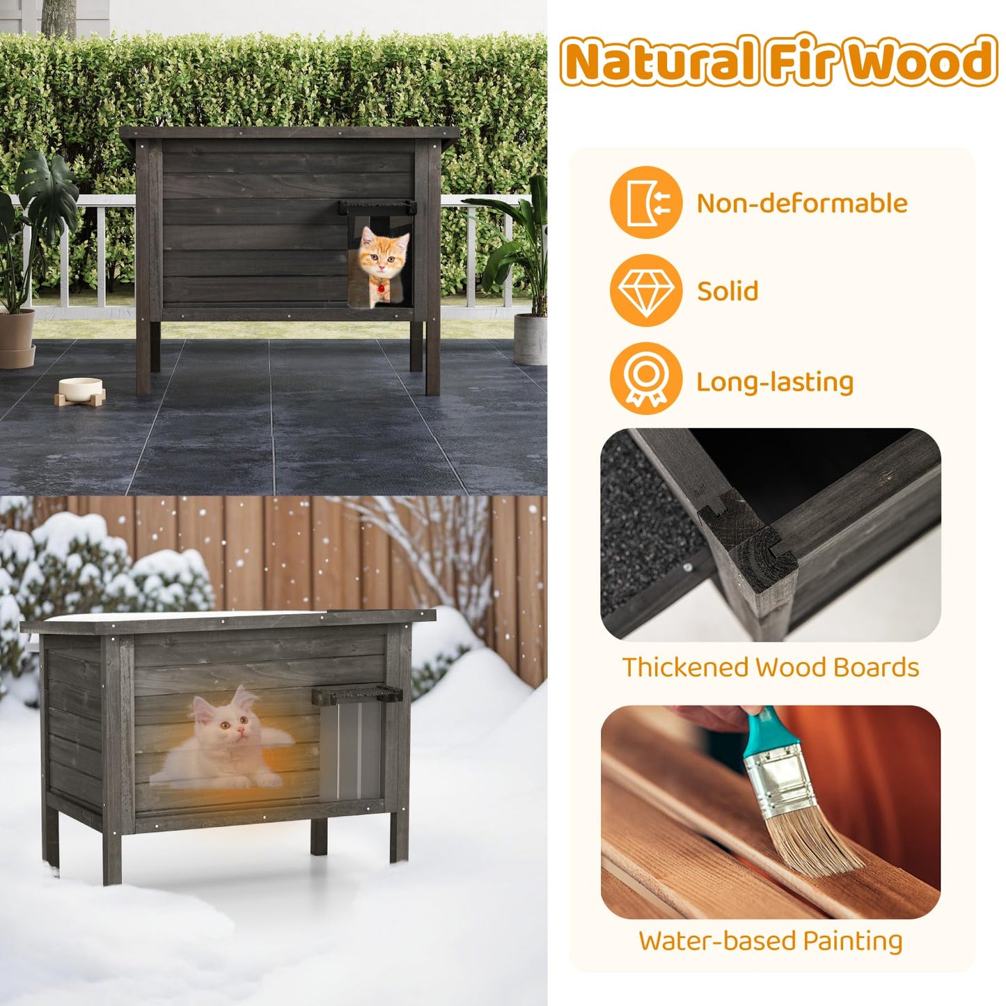 Outdoor Insulated Cat House with All-Round Insulated Styfoam