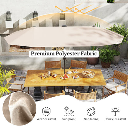 12 Heavy Duty Ribs Extra Large Sun Umbrella with 108 LED Solar Lights and Crank Handle