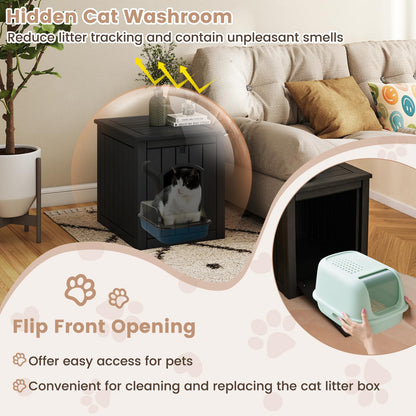 Indoor Outdoor Cat House with Flip Front Door and Raised Floor