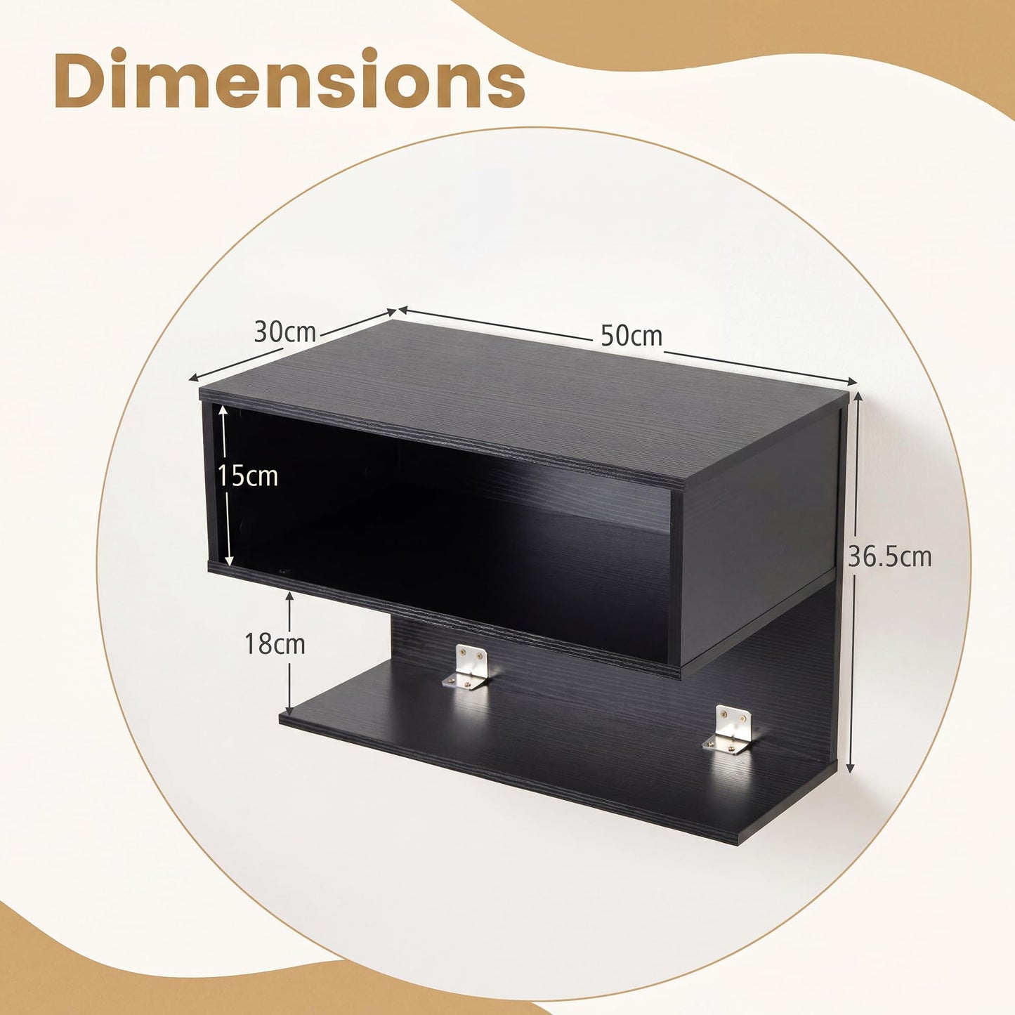 Floating Bedside Table, Wall Mounted Nightstand