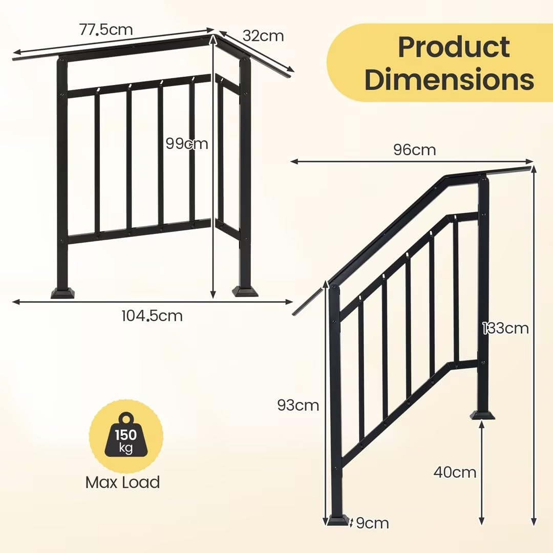 2 Pack Outdoor Handrails for Stairs