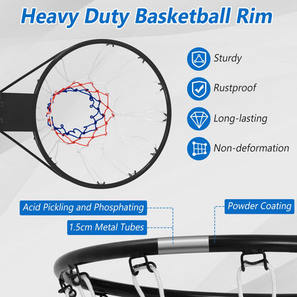 45/38 CM Heavy Duty Basketball Rim with All Weather Net and Mounting Hardware
