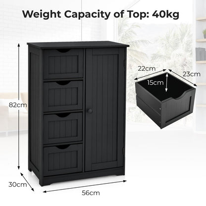 Freestanding Storage Cupboard with Adjustable Shelf and Drawers