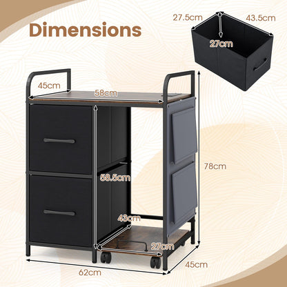 Metal File Cabinet, Printer Stand with Rolling Shredder Stand