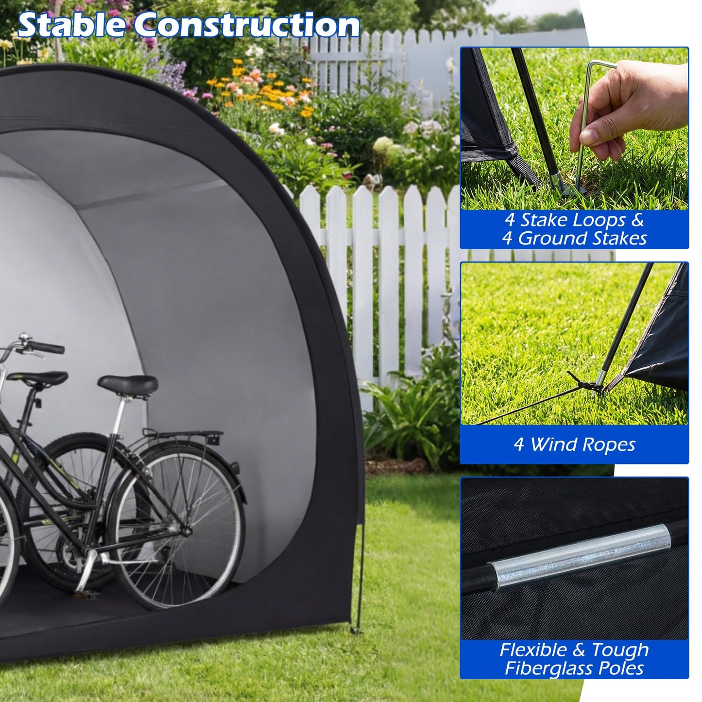 GiantexUK Bike Storage Tent, Outdoor Bicycle Shed Shelter with Waterproof 210D Oxford Fabric