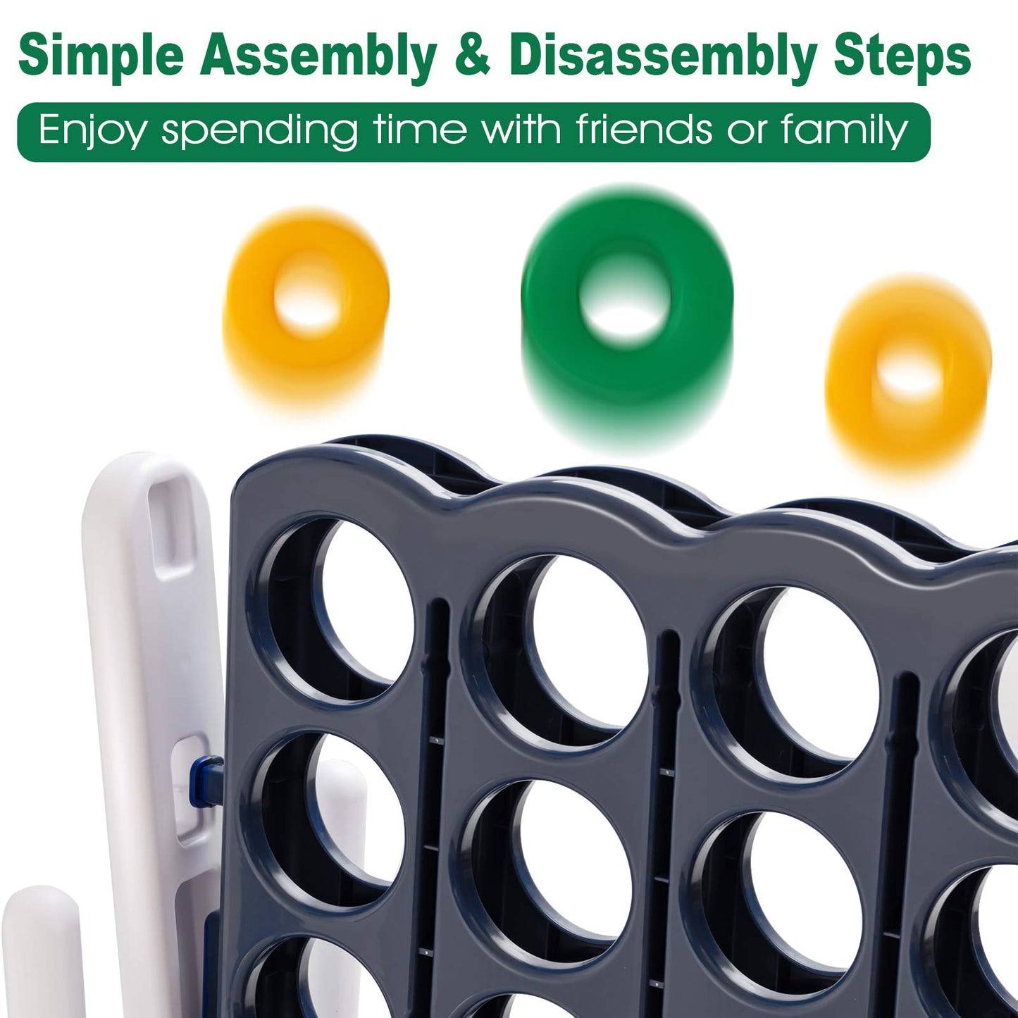 Four in A Row Game Set with 42 Jumbo Rings & Quick-Release Slider