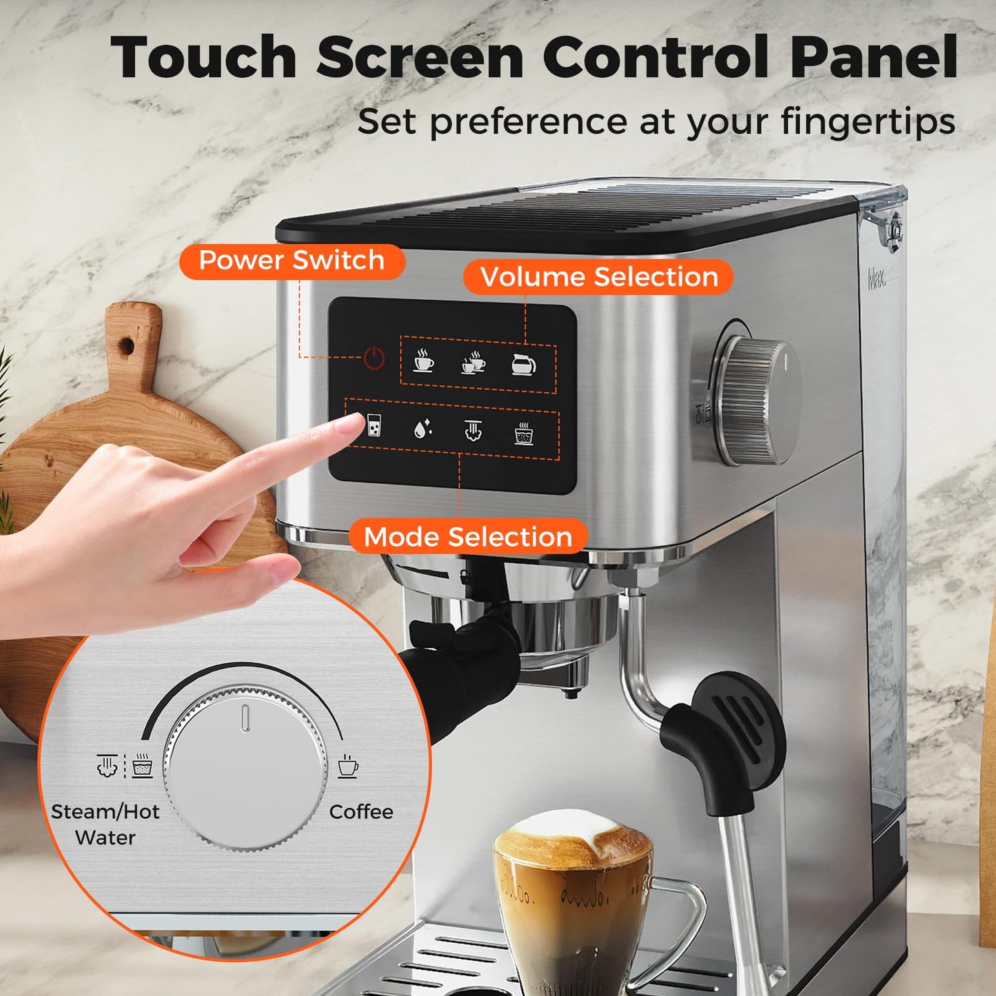 Coffee Maker with Milk Frother 20 Bar Espresso Machine