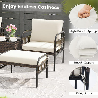 5PCS Rattan Garden Furniture Set for Balcony Yard Poolside