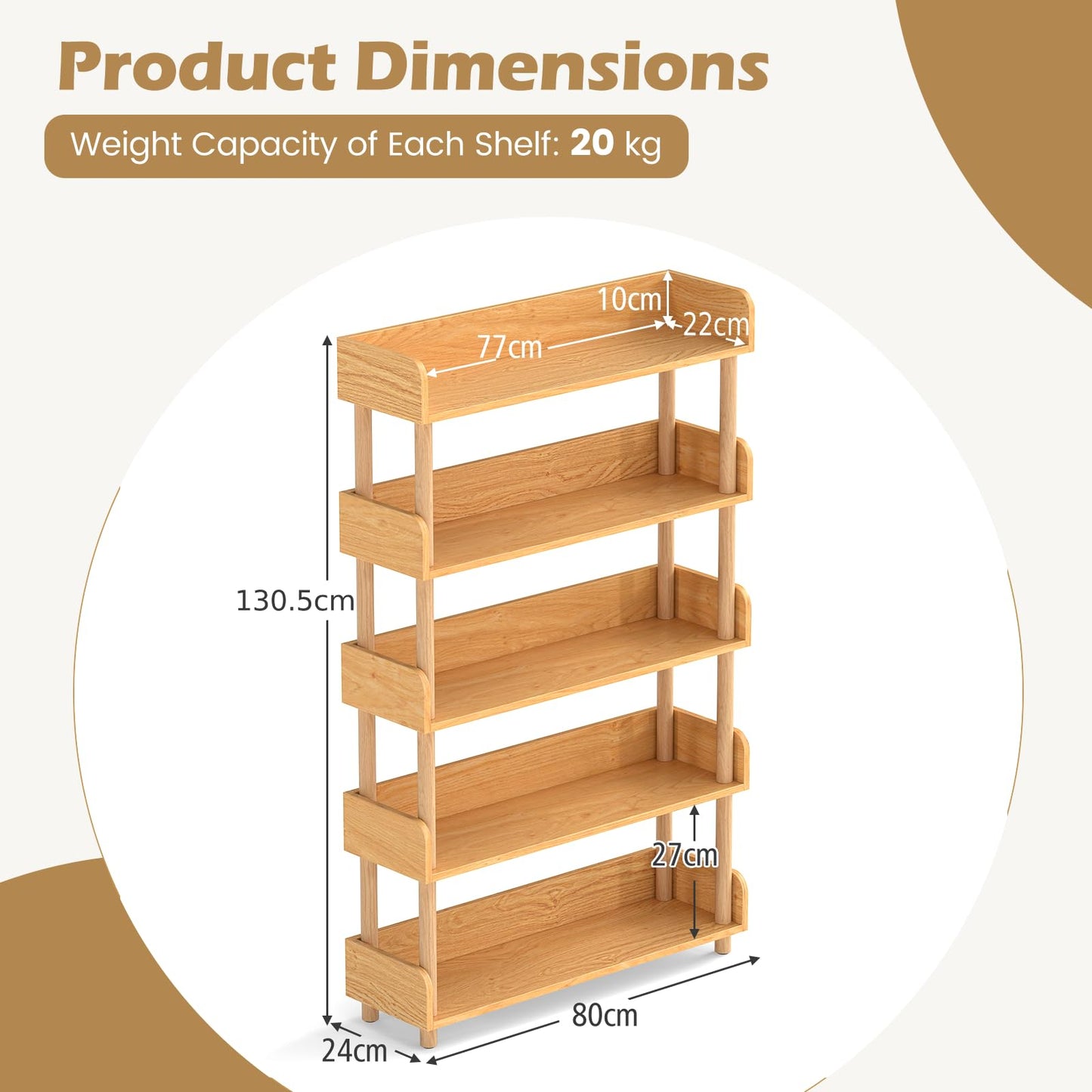 Sturdy Pine Wood, Elevated Guardrails, Free Standing Open Shelving Unit Plant Stand