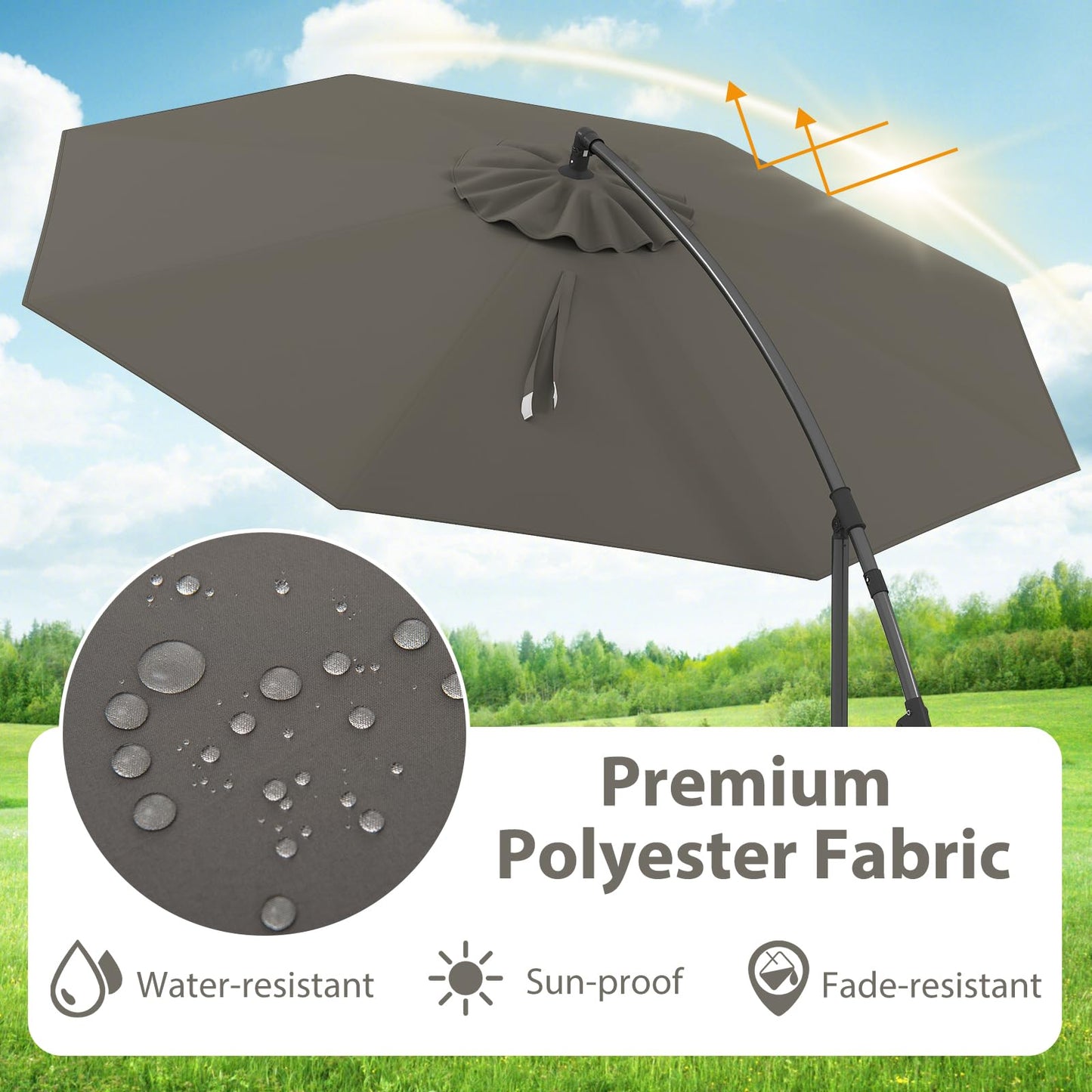 295 cm Patio Offset Umbrella with Easy Tilt Adjustment and Crossed Base