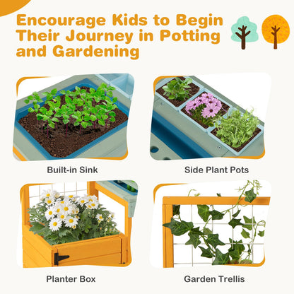 Kids Outdoor Potting Bench with Planter Box Wooden Toy Gardening Center