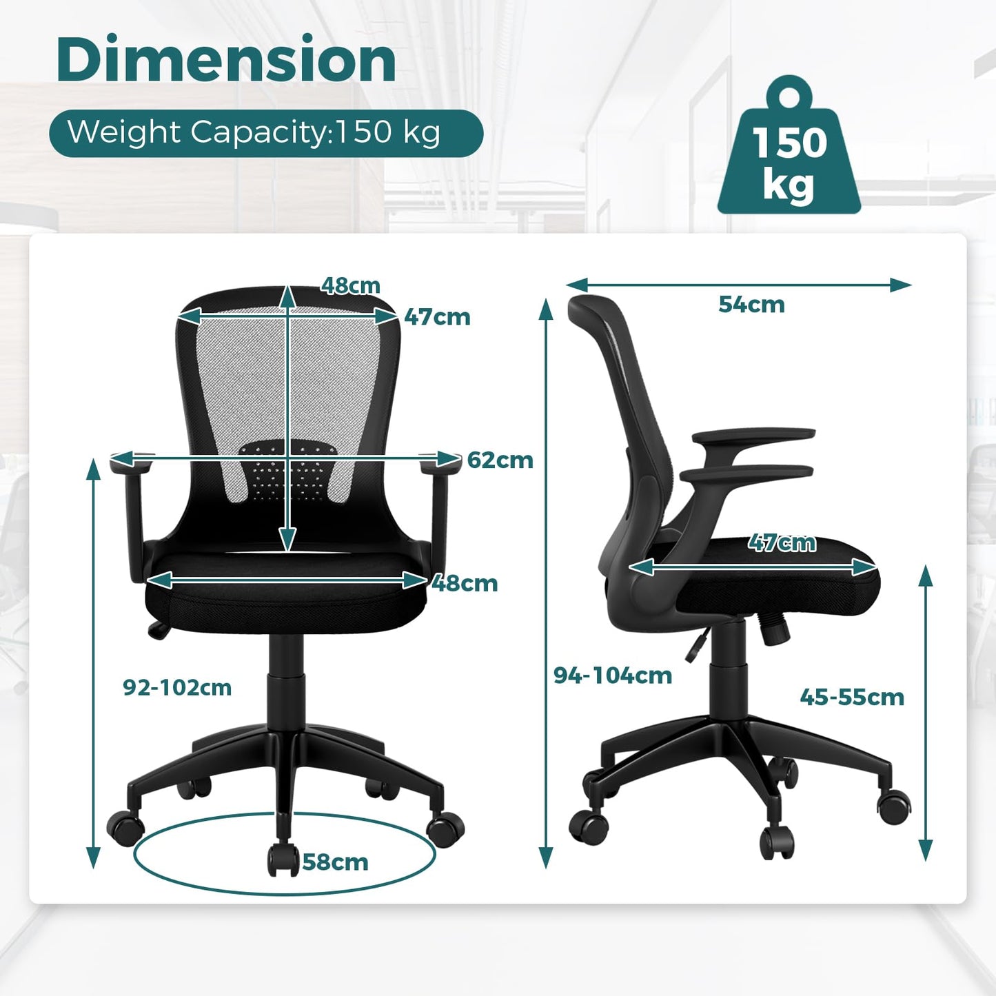 Ergonomic Mesh Office Chair with Adjustable Backrest