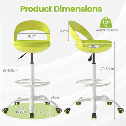 Drafting Stool Rolling Tall Desk Chair with Wheels