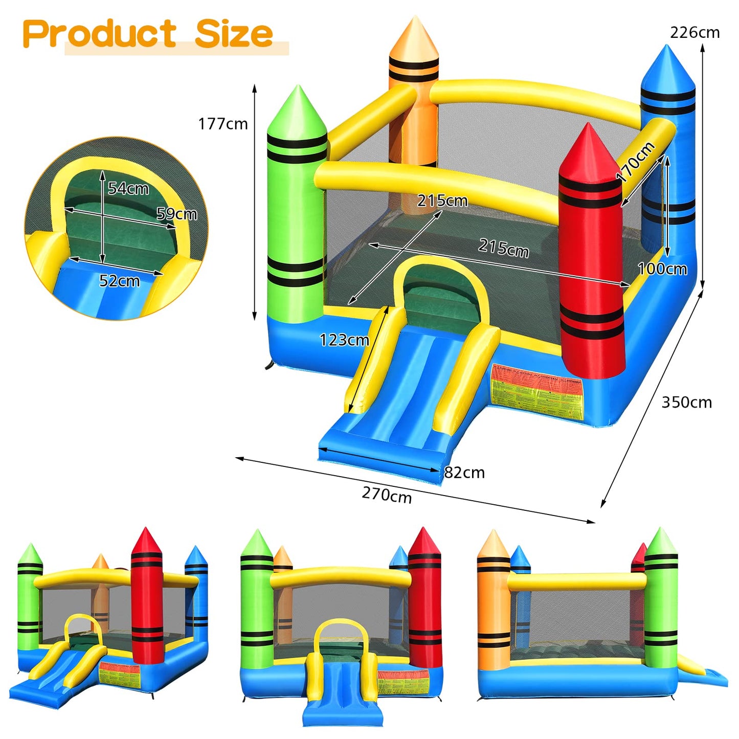 Inflatable Bouncy House, Kids Inflatable Castle with Slide