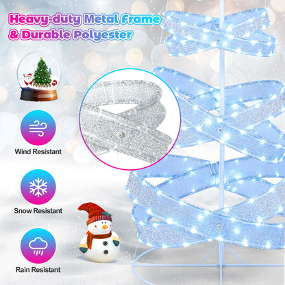 210 cm Outdoor Spiral Pre-lit Christmas Tree with Collapsible Color Lights