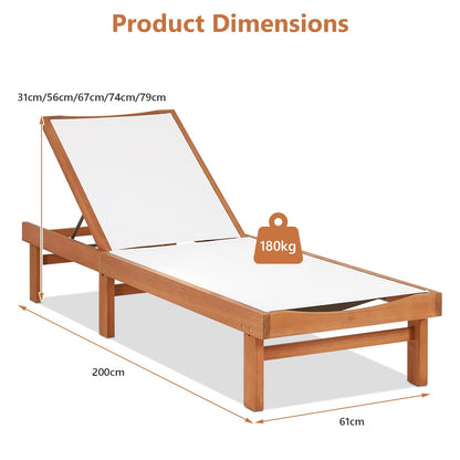 5-Postion Adjustable Patio Chaise Lounge Chair Deck Sunbed