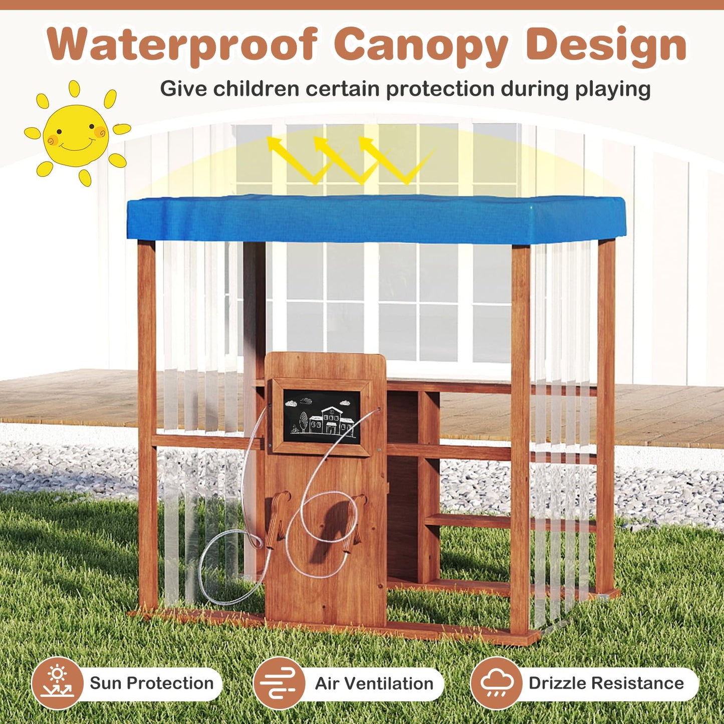 Outdoor Gas Station Playset with Canopy