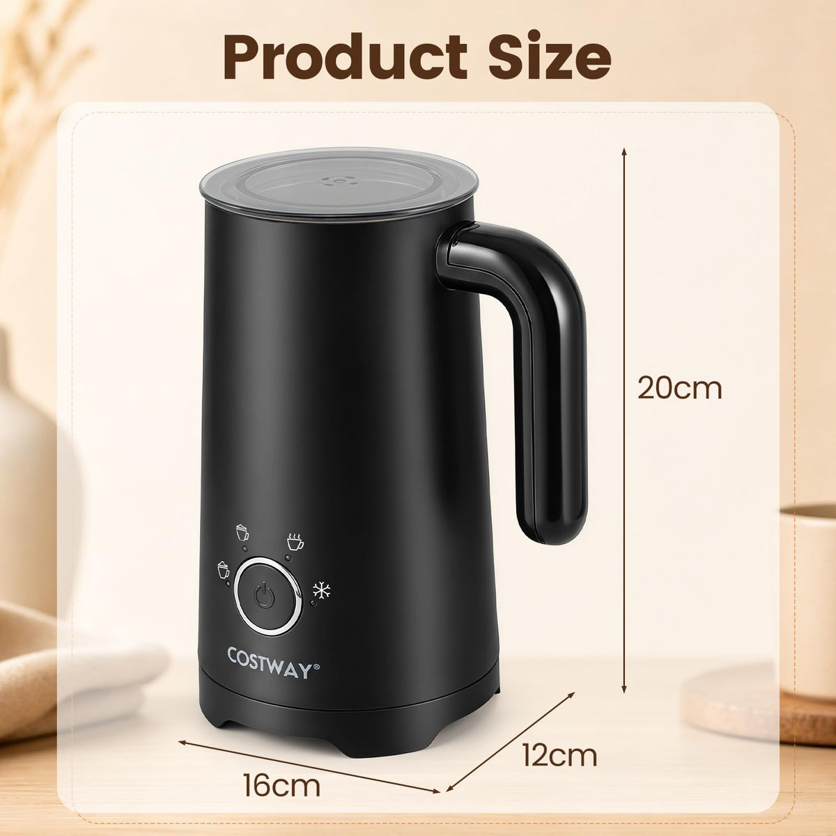 4-in-1 Electric Milk Frother and Steamer with 2 Whisks