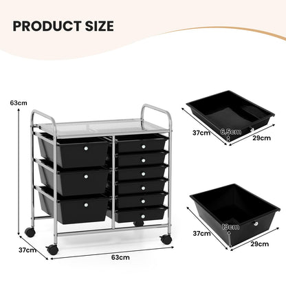 Metal Frame Utility Storage Organizer Cart with 4 Wheels