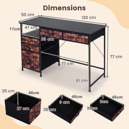 120 CM Computer Desk Home Office Desk with Metal Frame
