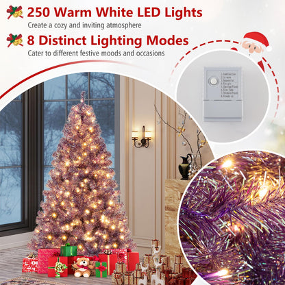 6 FT Artificial Xmas Tree with 688 Branch Tips and 250 Warm White LED Lights