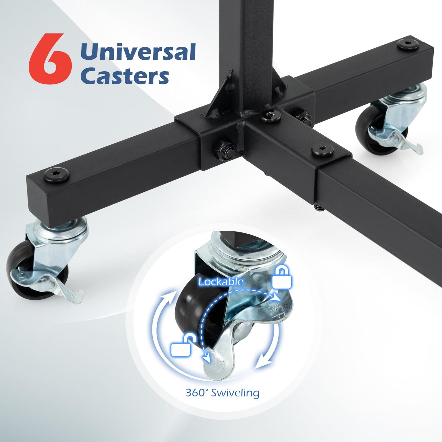 Freestanding Kayak Storage Rack for 2 Kayaks with 6 Lockable Wheels