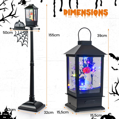 155 cm Halloween Lamp Post Sound-Activated with Black Snowy Effects