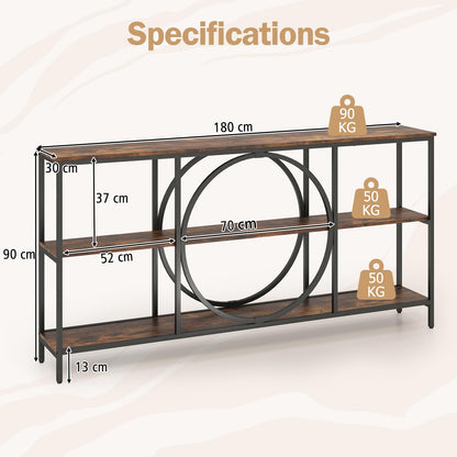 3 Tier Console Table with Faux Wood Grain Top
